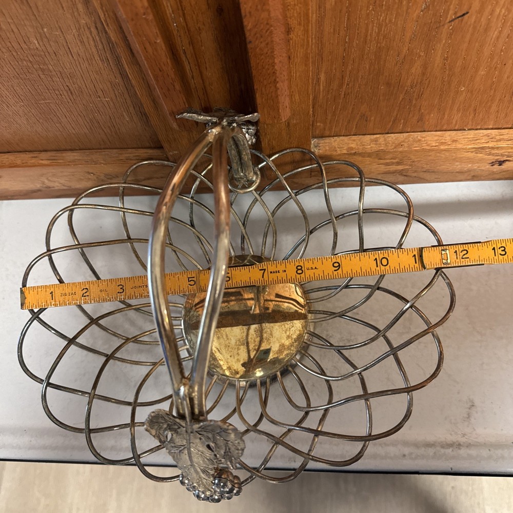 Godinger Silver Art Co. Silverplate Grape Design Handled Oval Fruit Basket & Box