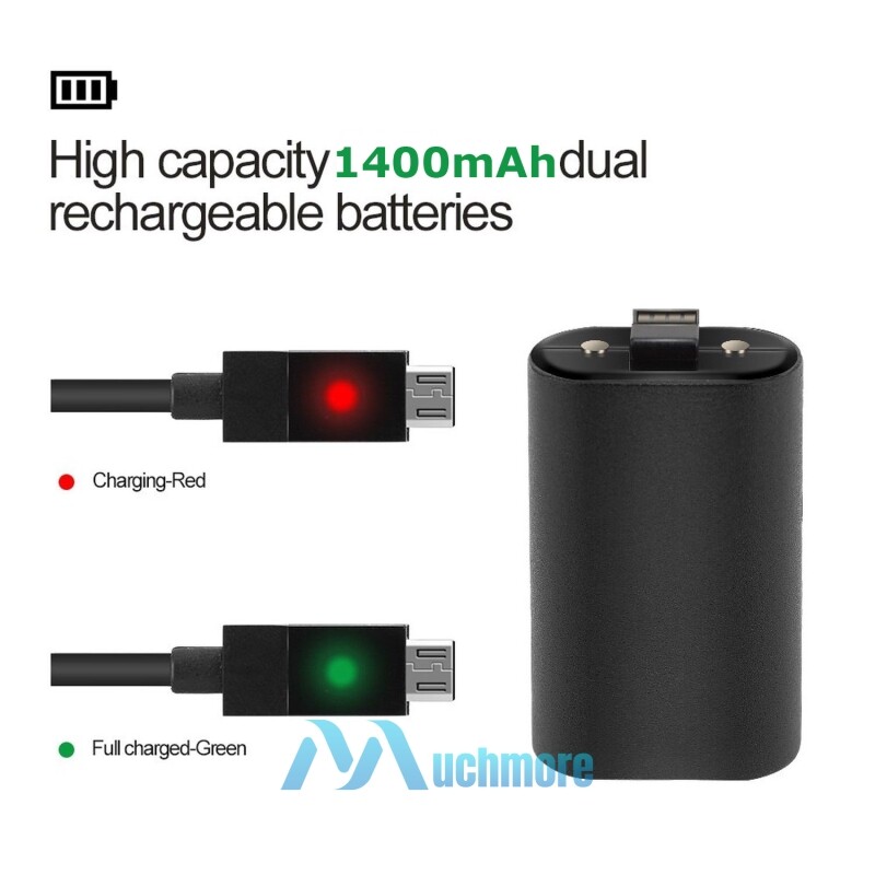 For XBOX One Controller 1400mAh Rechargeable Battery Pack w/ 9ft Charging Cable
