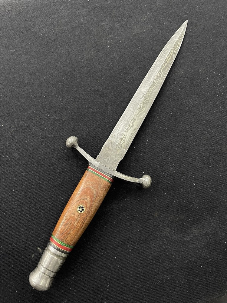 Custom Damascus Blade Dagger Knife with Sheath 9 1/4" Blade