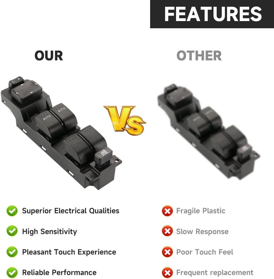 Front Left Driver Side Master Power Window Switch - Compatible for Mazda 6