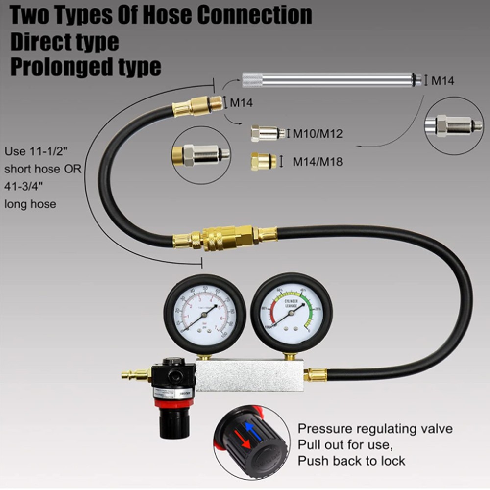 Cylinder Leak Down Tester Gasoline Engine Compression Gauge Detecting Accessory