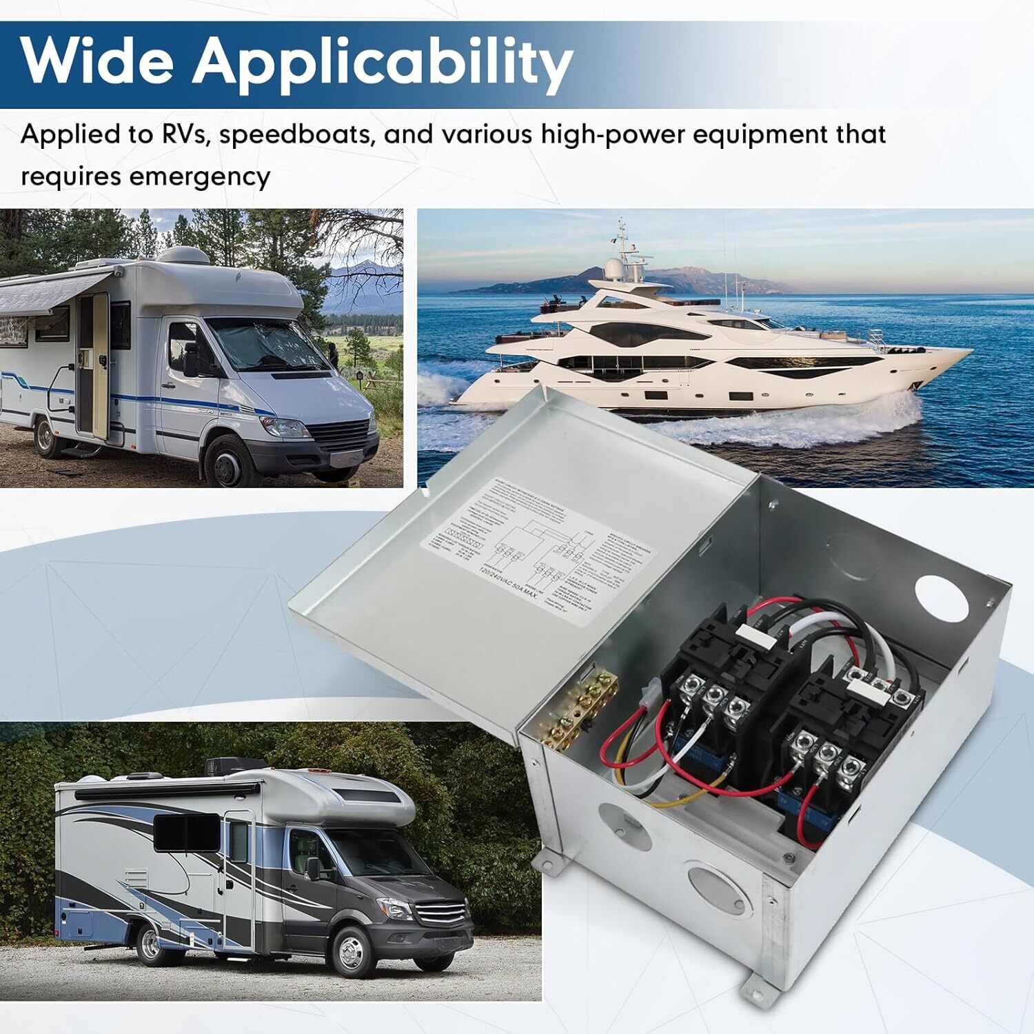 50A RV Automatic Transfer Switch for RVs Speedboats Home Standby Generator Power