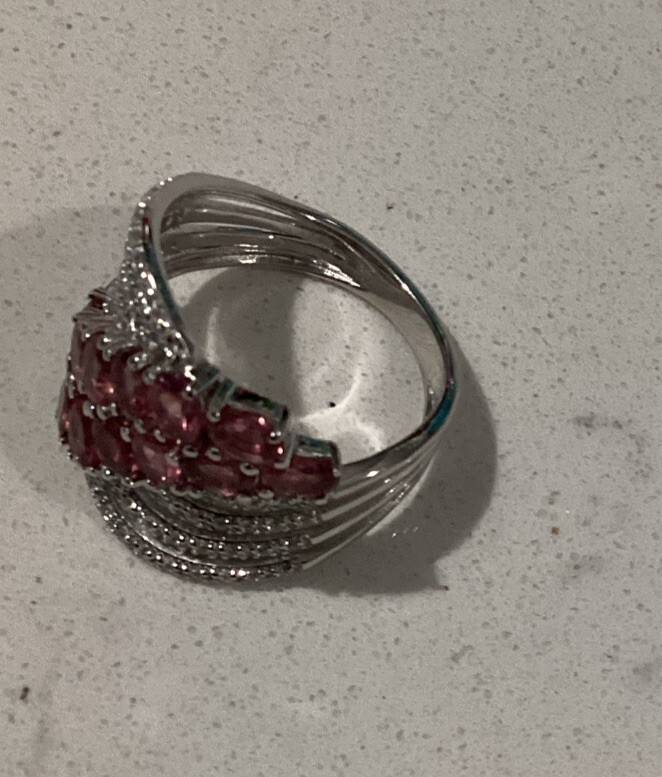 Colleen Lopez Sterling Silver Pink Tourmaline Swirl Ring Size 7 New HSN