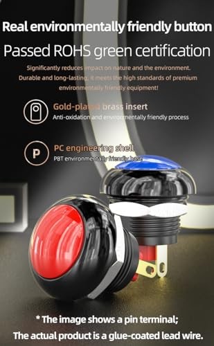 12mm 1NO Momentary SPST Push Button Switch 1/2" Mounting Hole On Off Mini Red