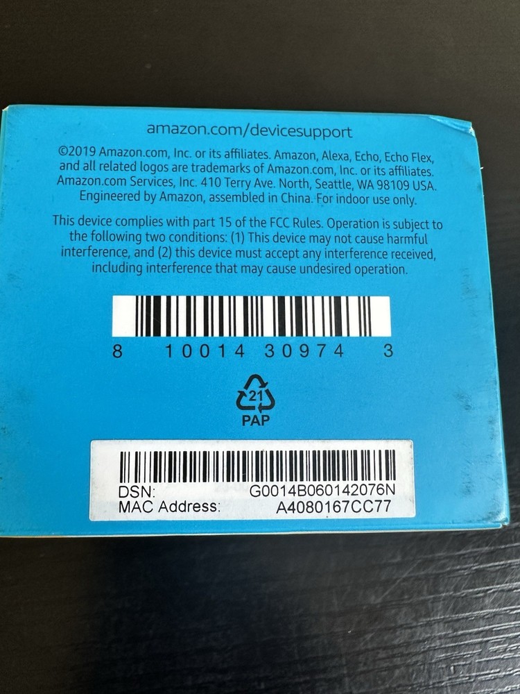 Sealed AMAZON "ECHO FLEX" Alexa Plug-In Smart Speaker (Bluetooth