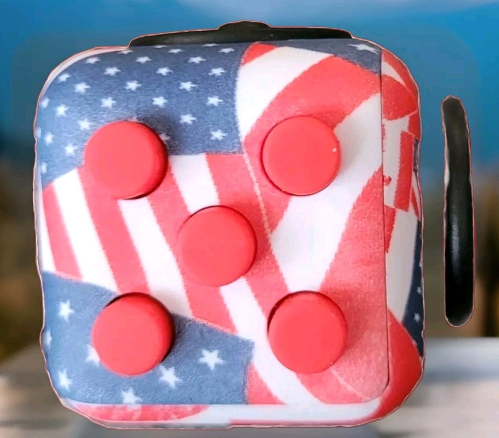 Fidget Cube American Flag Design Black Case