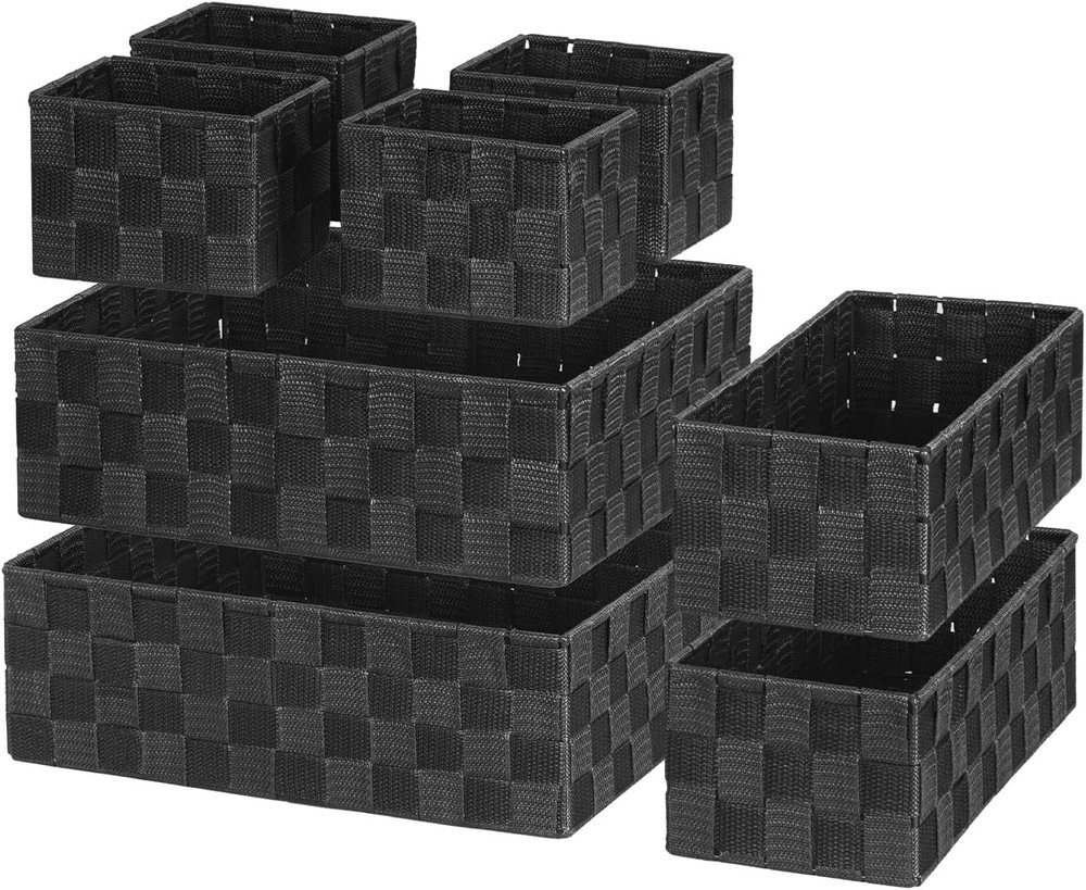 Small Black Baskets Cube Bin Container Tote,Woven Storage Baskets Organizing