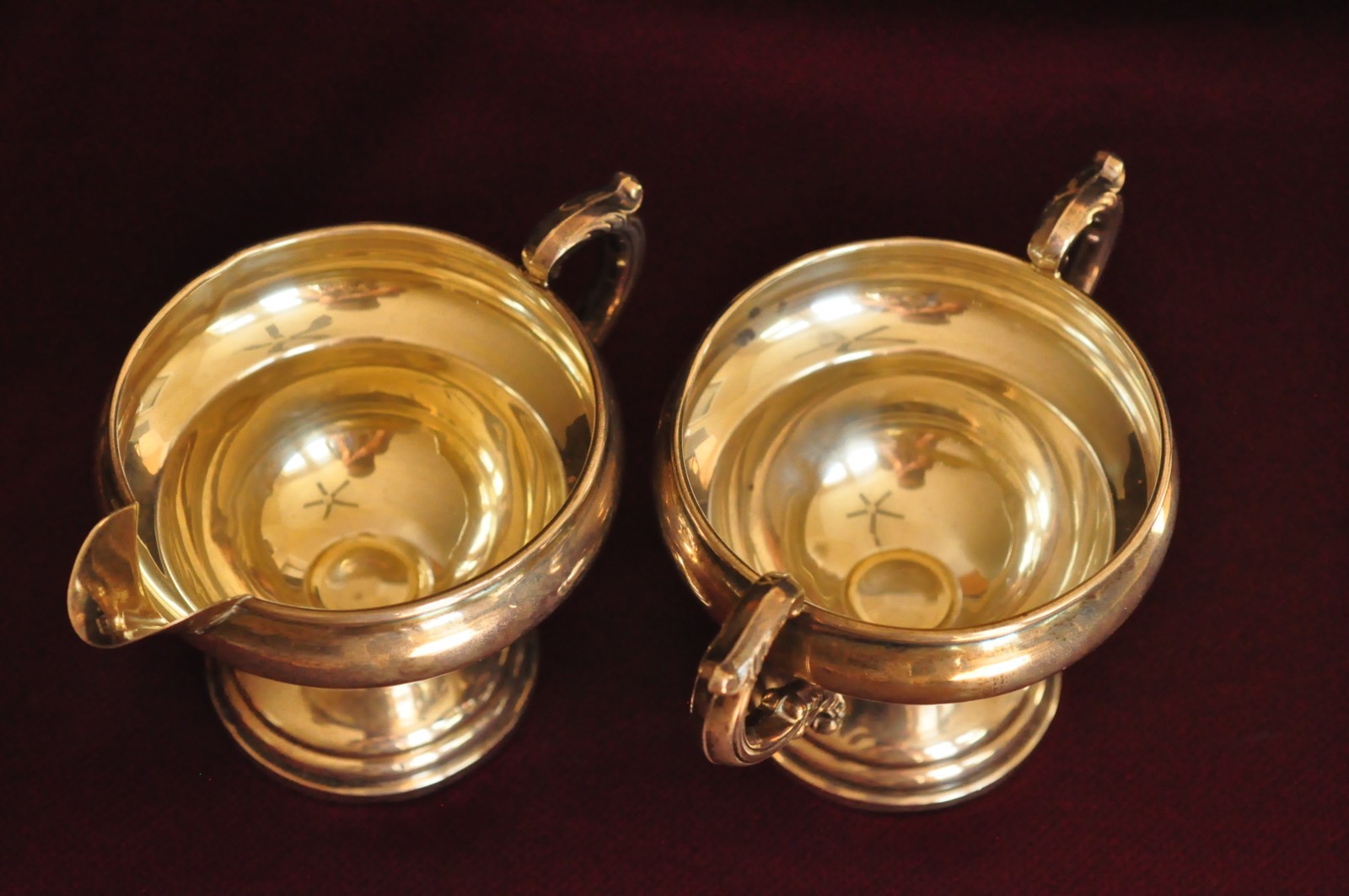 Vintage Crown Sterling Silver Creamer & Sugar – Sterling Weighted – 192g Total –