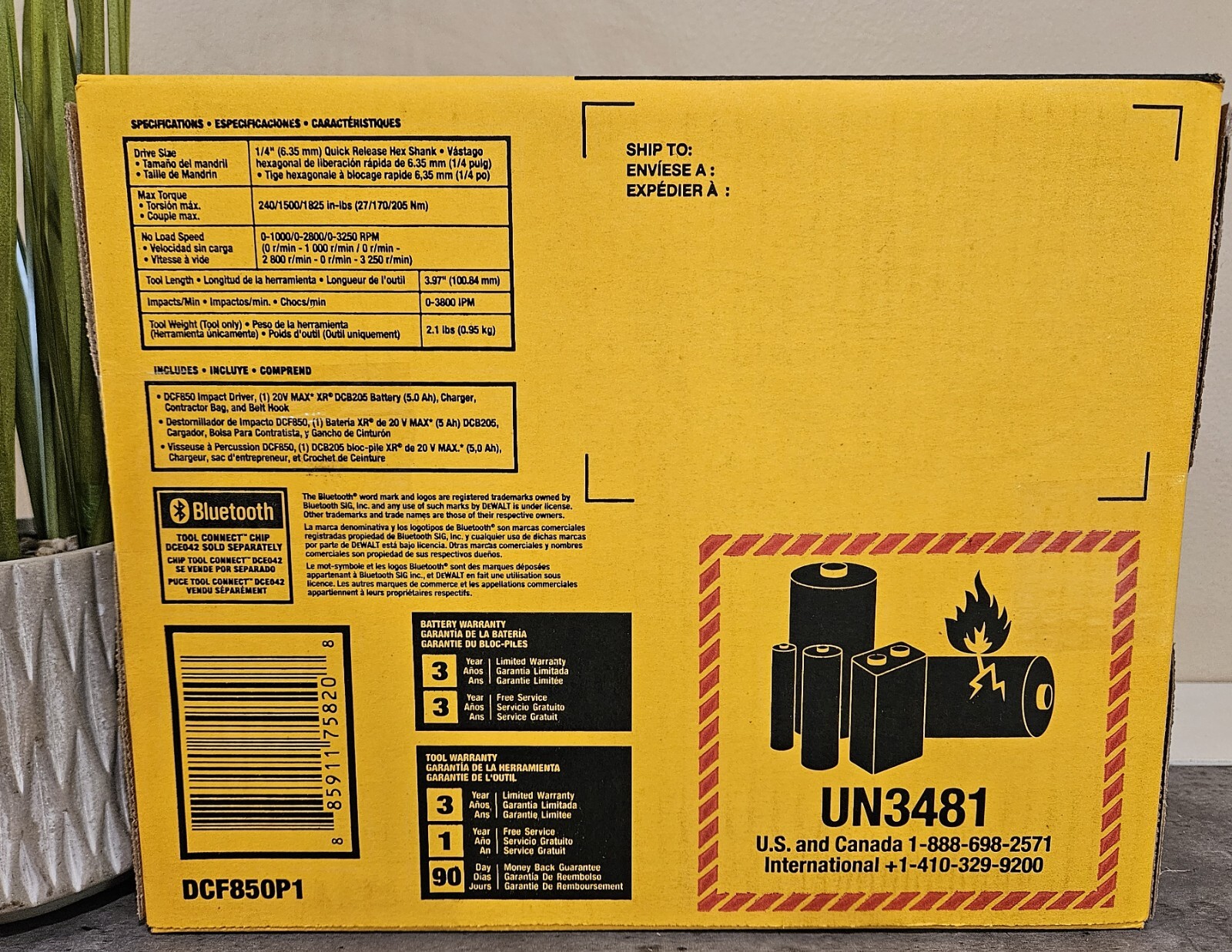 DEWALT ATOMIC 20V 1/4" IMPACT DRIVER KIT W/ BAG, 5Ah BATTERY & CHARGER DCF850P1