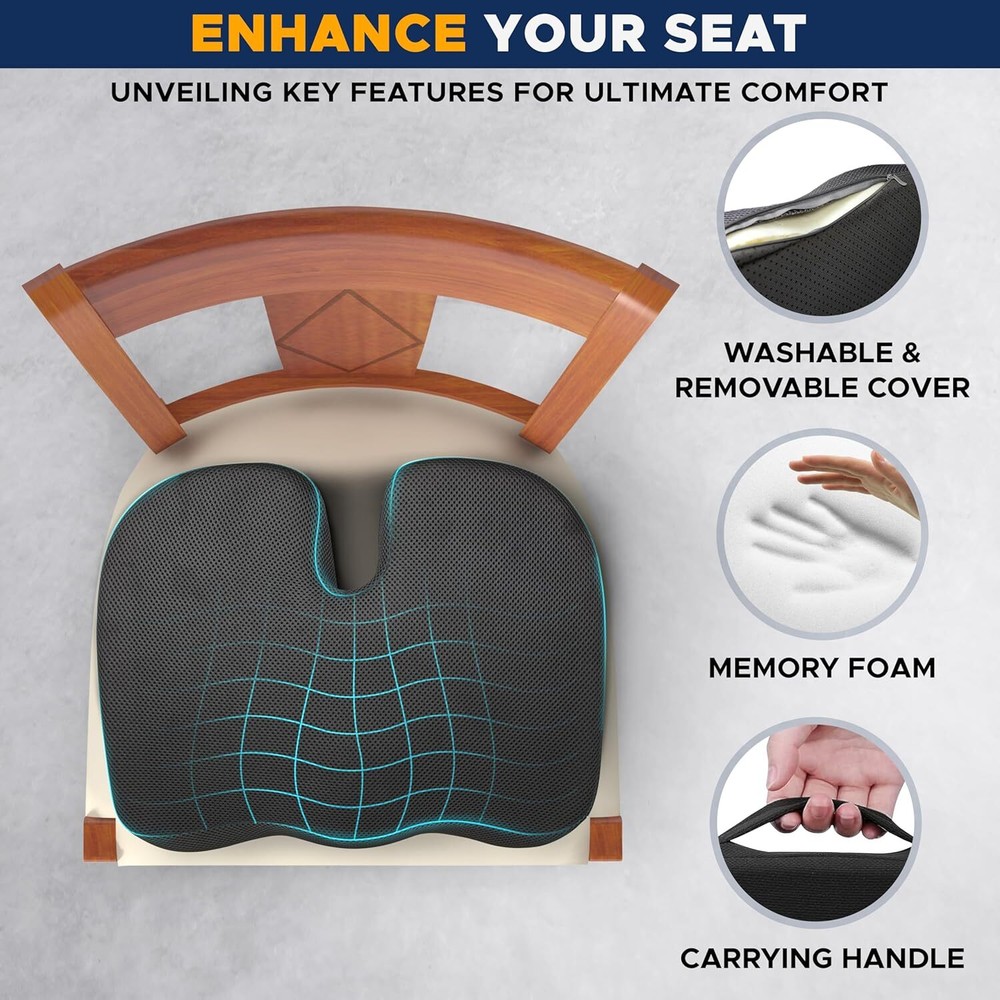 Memory Foam Prostate Cushion Tailbone Sciatica Back Pain Relief Comfy Car Seat