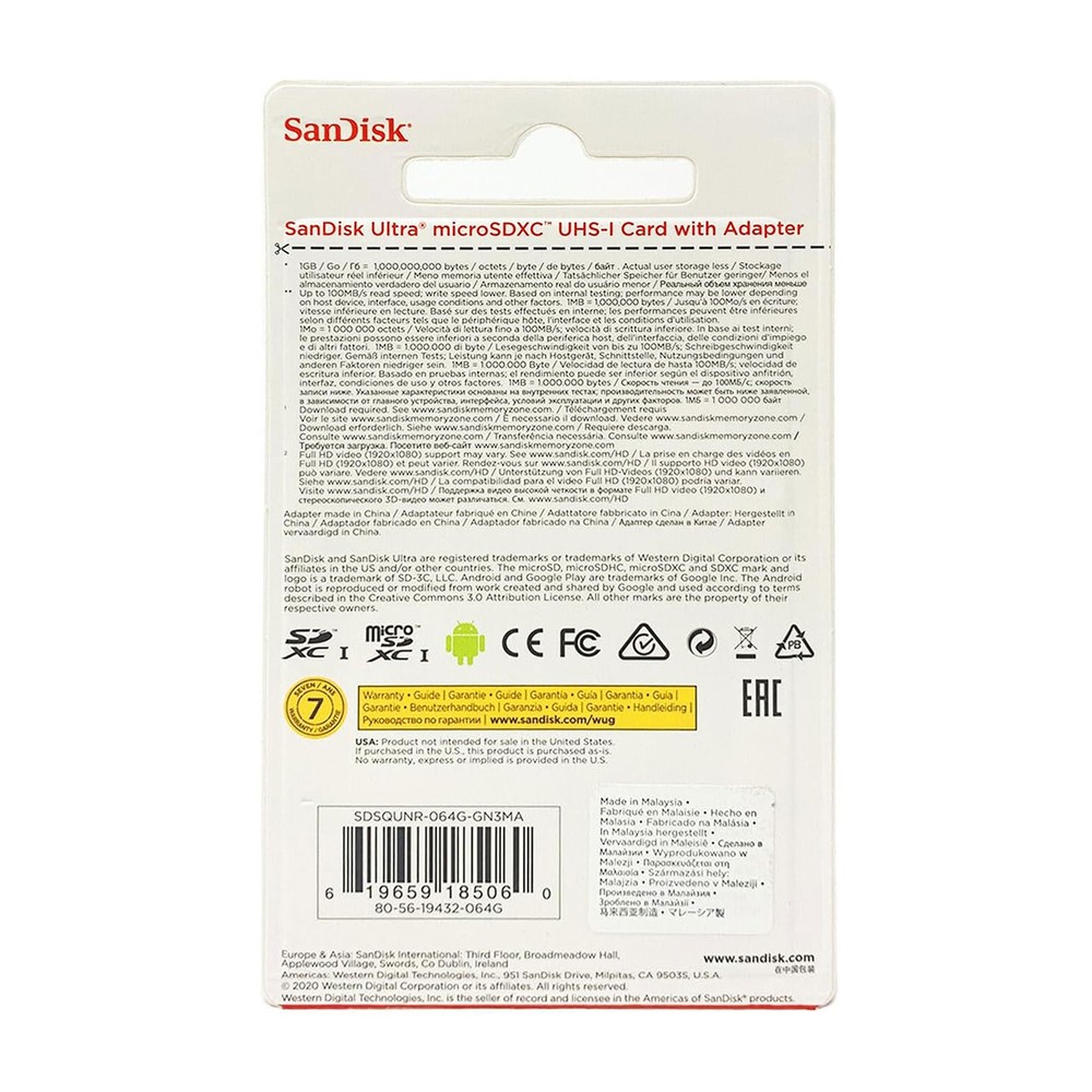 SanDisk Ultra 64GB microSDXC Memory Card