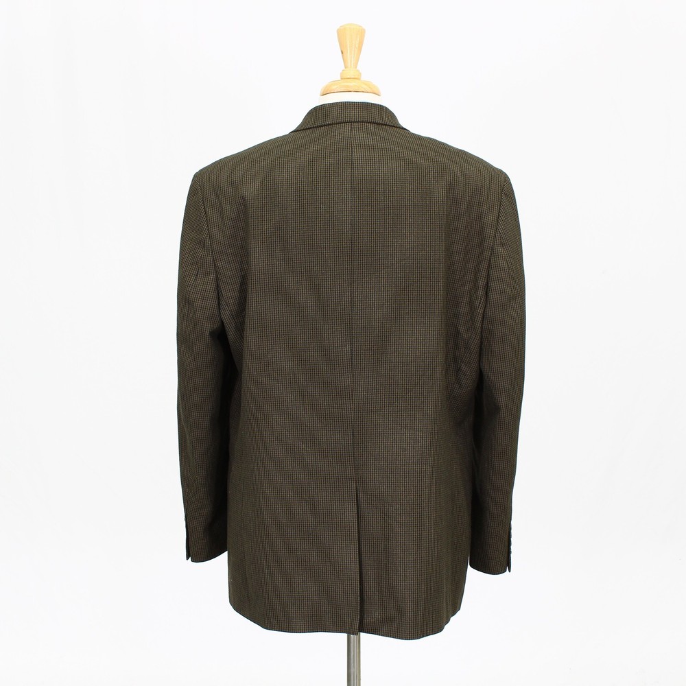 Chaps 46L Brown Sport Coat Blazer Jacket Houndstooth 2-Button Polyester