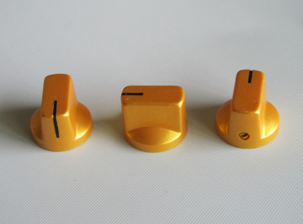 10x Guitar AMP Effect Pedal Knobs Davies 1510 Style Pointer Knob Set Screw Gold