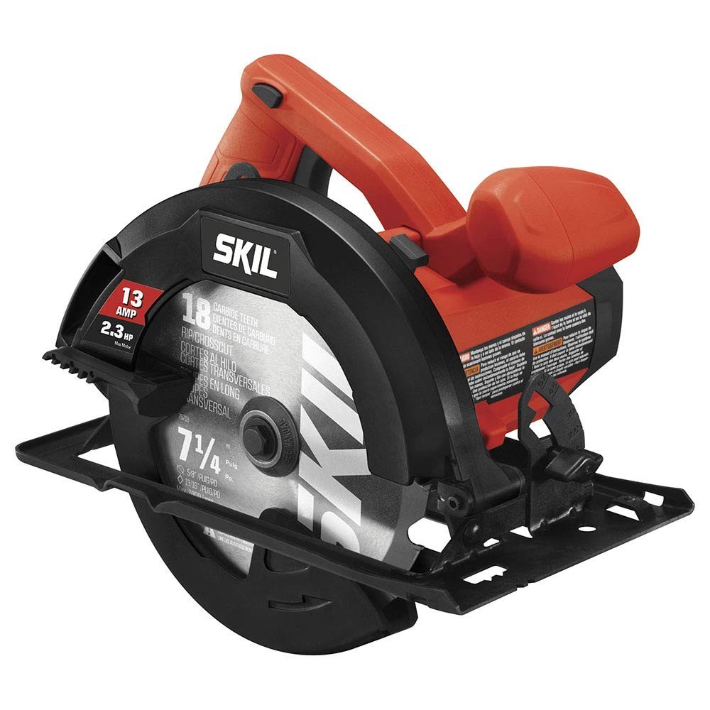 Red 13-Amp Circular Saw - Compact Design with Bevel & Dust Blower Features