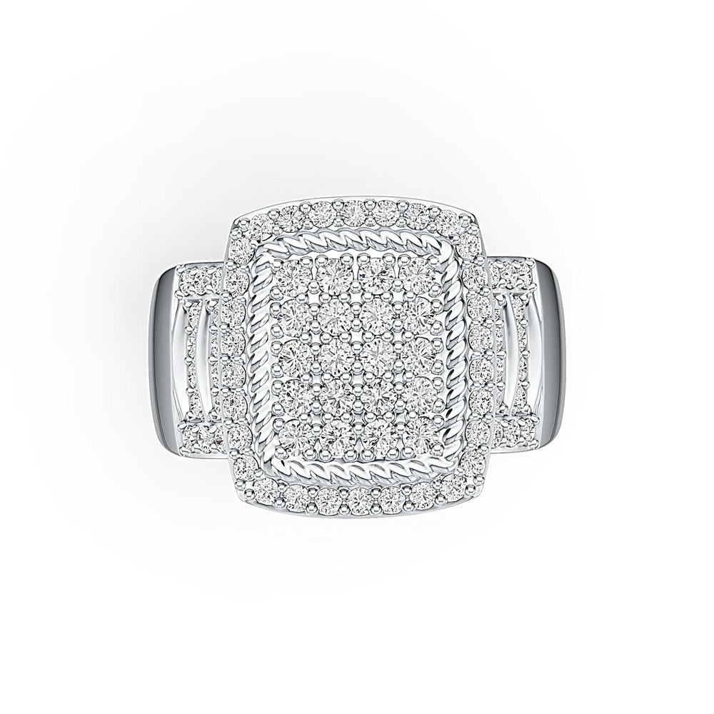 Sterling Silver Ring Square-Shaped with White Topaz or Moissanite
