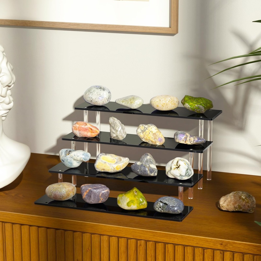 4 Tier Acrylic Display Risers, Black Perfume Organizer Stand, Large Cupcake Stan