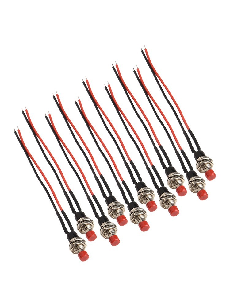 10 Pack Mini Push Button Pre-Wired Momentary N/O OFF-ON Switch 3A10cm Wire