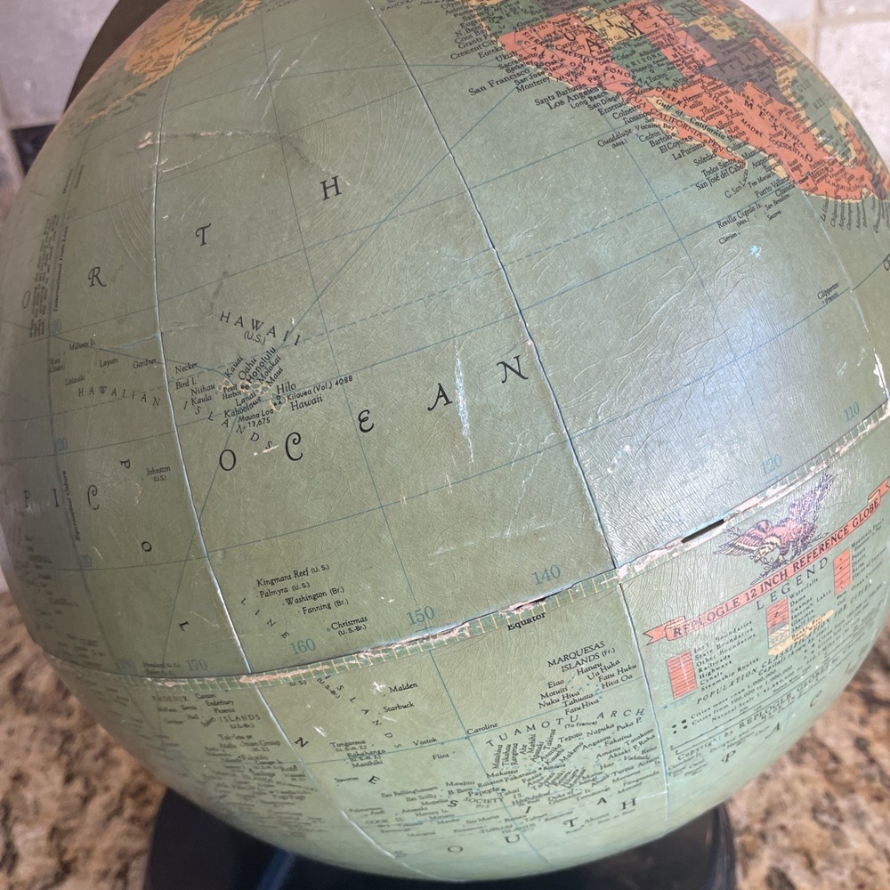 Vintage REPLOGLE 12 inch reference globe Made in USA year unknown