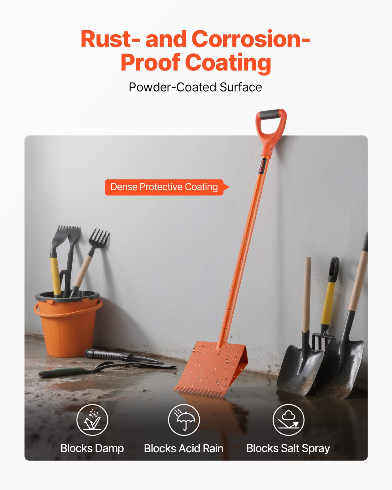 VEVOR Shingle Shovel 4 Pack D-Grip Handle Roof Ripper Steel Lightweight Orange