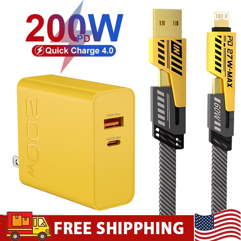 200W Max USB-C Fast Wall Charger & Cable For Google Pixel 8a 7Pro 6Pro 5a 4XL 3a