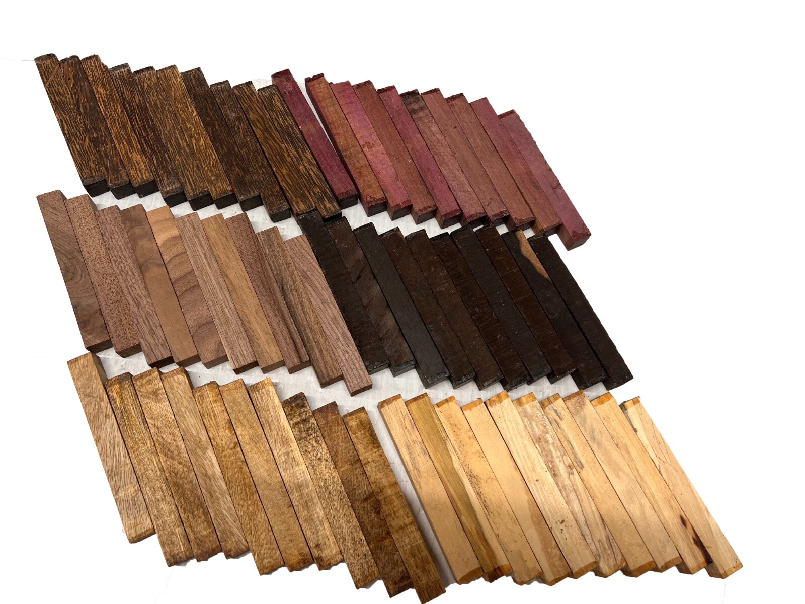 60 Pcs, Variety 6-Species of Pen Turning 3/4x 3/4x 6 Wood Blanks- Free Shipping