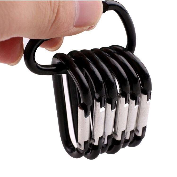 100x Mini Black Carabiners Spring Clip Hook Keychain Key D Ring Hiking Small