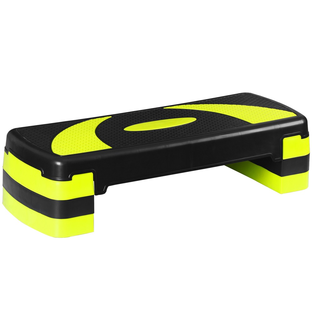 31" Adjustable Exercise Step Platform, 3-Level Height Non-Slip Surface Yellow