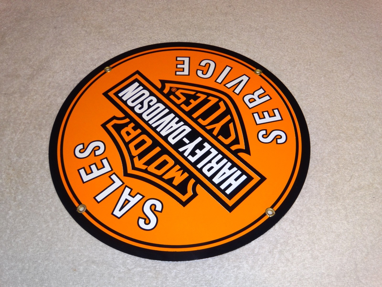 VINTAGE HARLEY DAVIDSON MOTORCYCLE SALES SERVICE DEALER PORCELAIN GASOLINE SIGN!