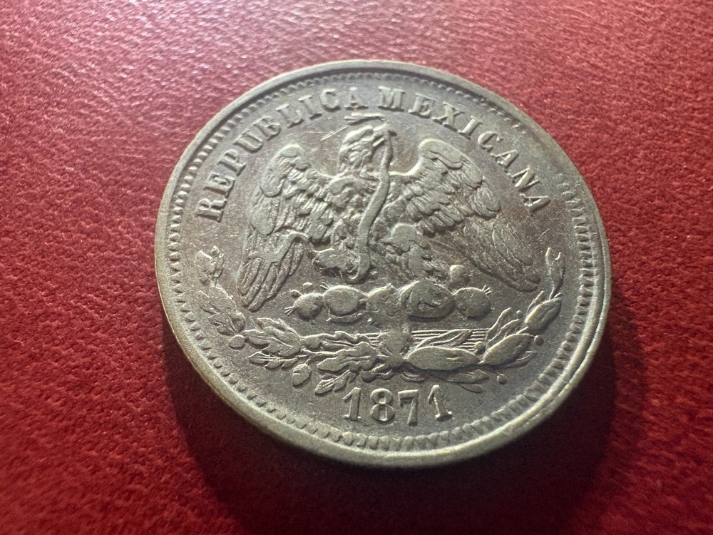 1871 Mo M 25 Centavos Mexico Silver Cap & Rays XF Better Date