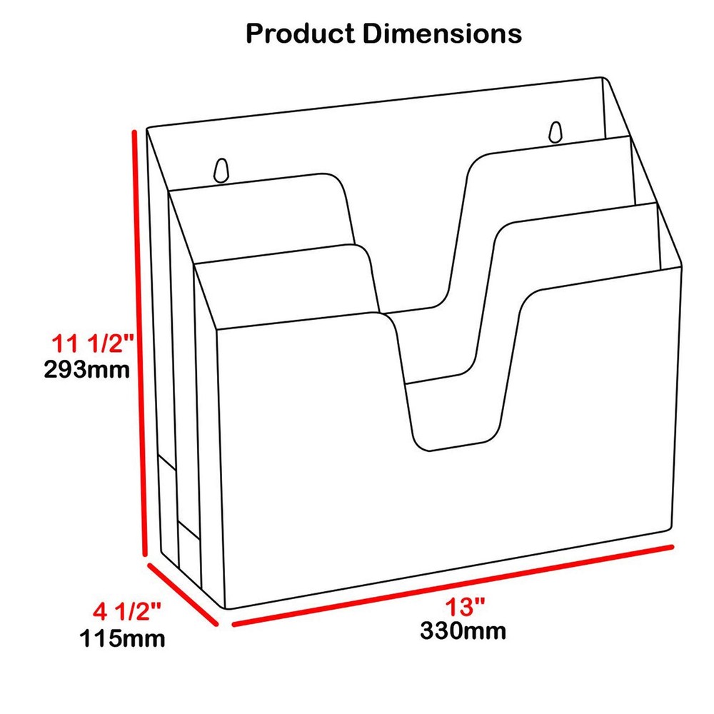 Horizontal Triple File Folder Holder Organizer black Color