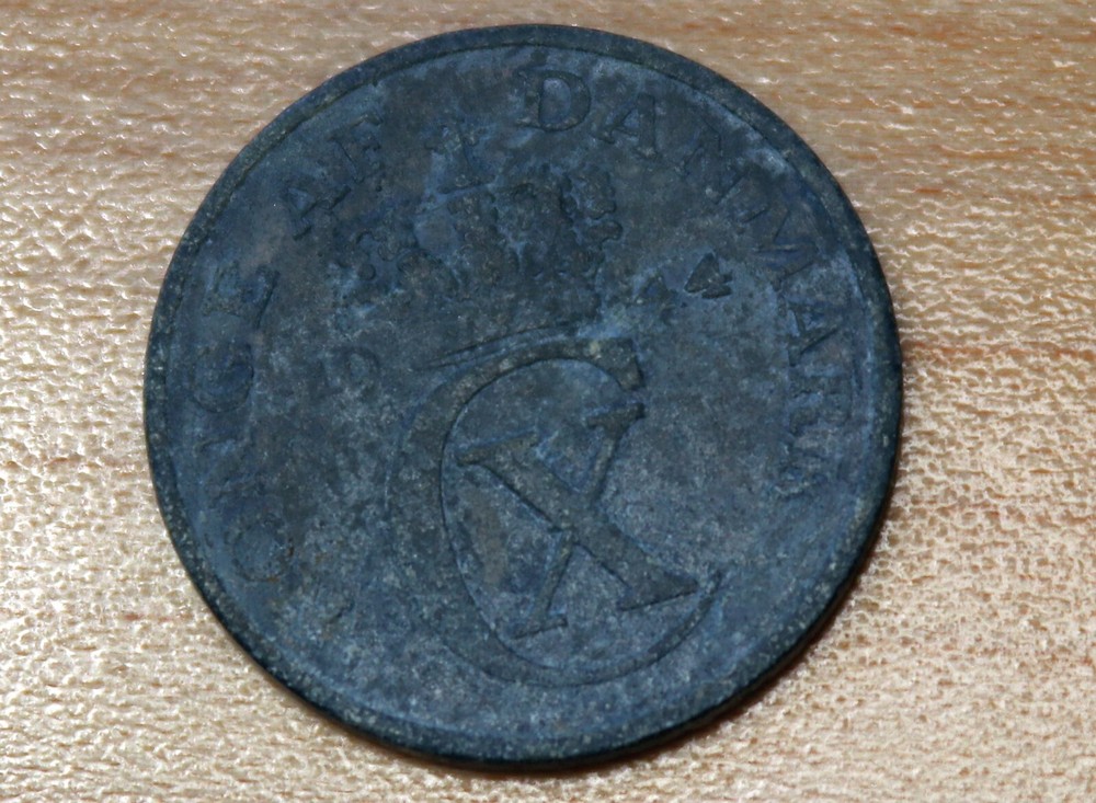 1944 Denmark 2 Ore Zinc WWII