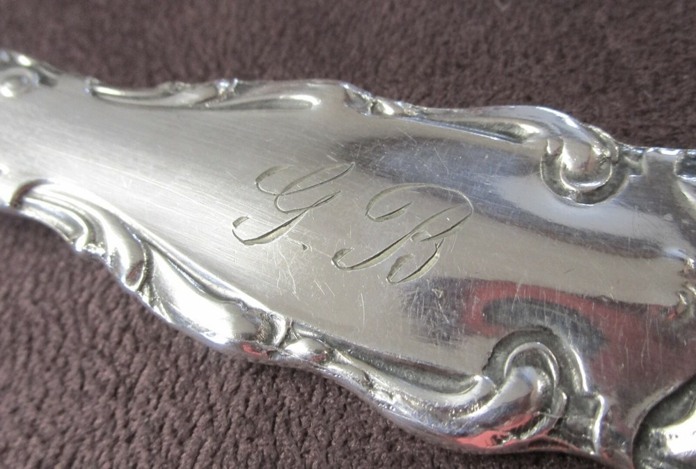 REX 1894 Fluted Bowl Serving Spoon Silverplate GB Monogram