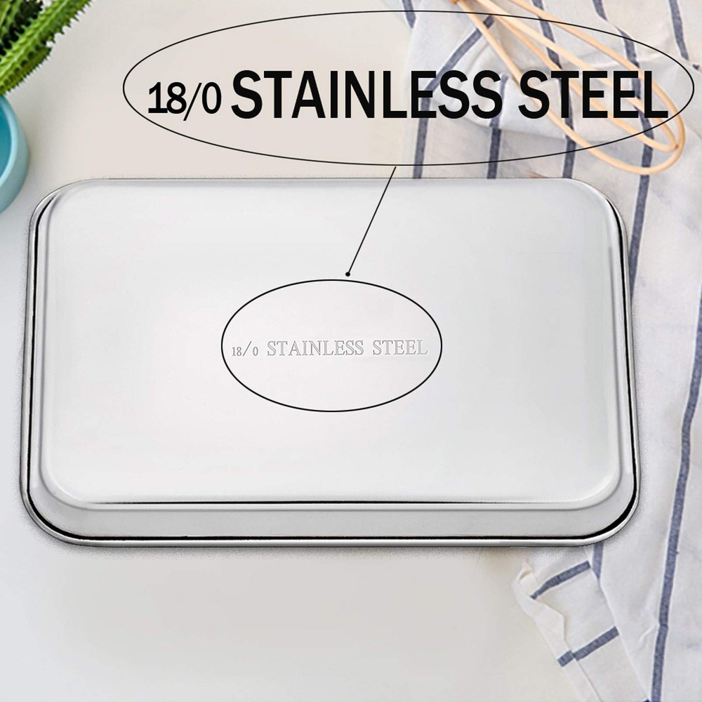 3 Pack Stainless Steel Baking Sheet Set Cookie Baking Pan for Cooking Roasting