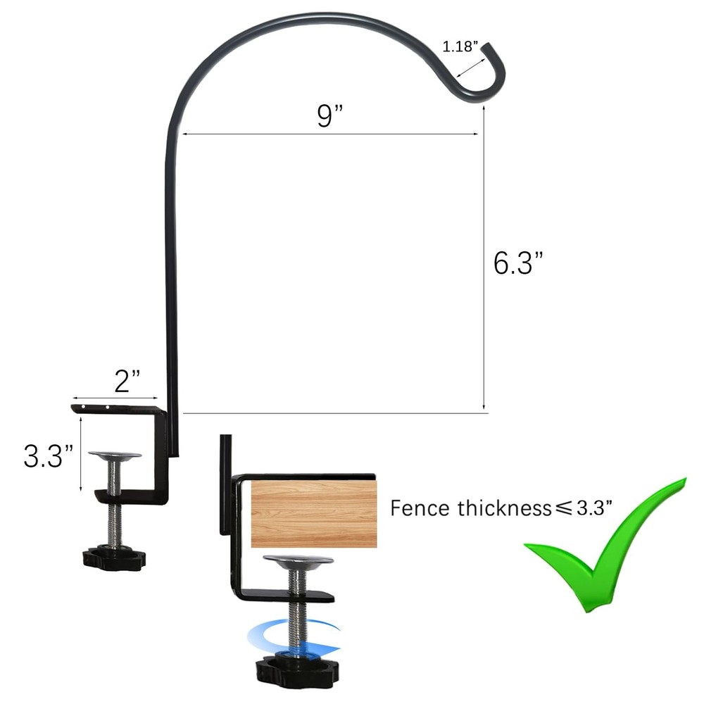 Short Deck Hook for Railing 4 Pack Deck Bird Feeder Pole with 3.3 Inch Streng...