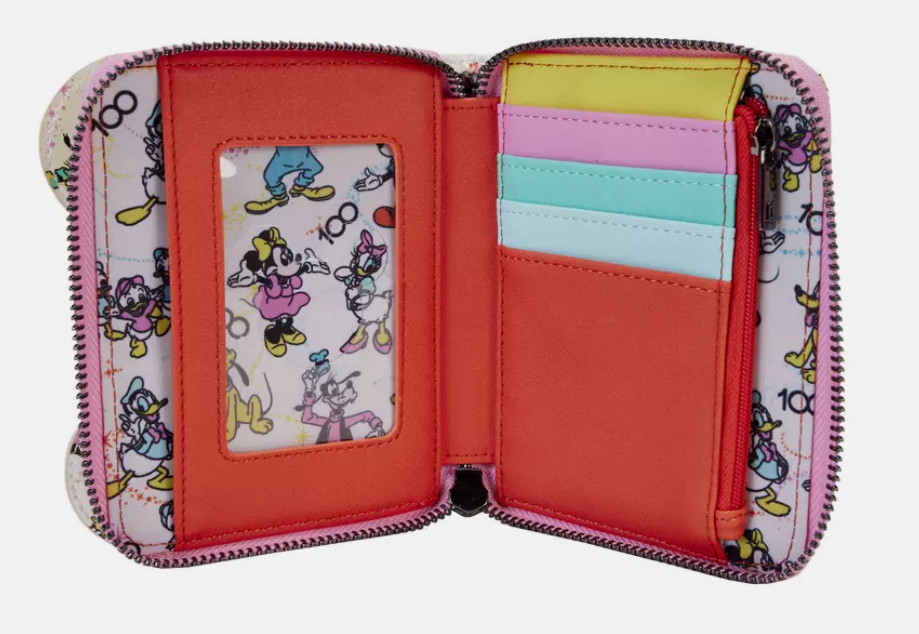 Loungefly Zip Around Wallet Mickey & Friends All Over Print Iridescent Minnie