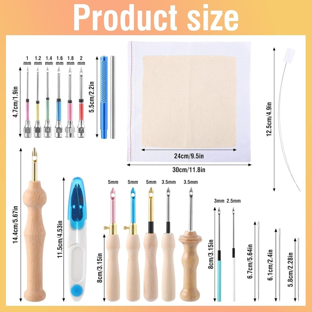35 Pcs Adjustable Punch Needle Kit with Embroidery Tools & Organizer Box