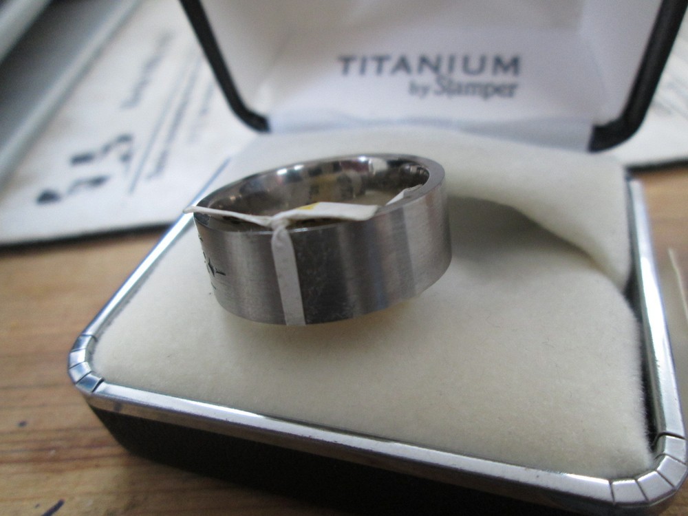 Harley Davidson Stamper Antiqued Brushed Titanium Ring TR37