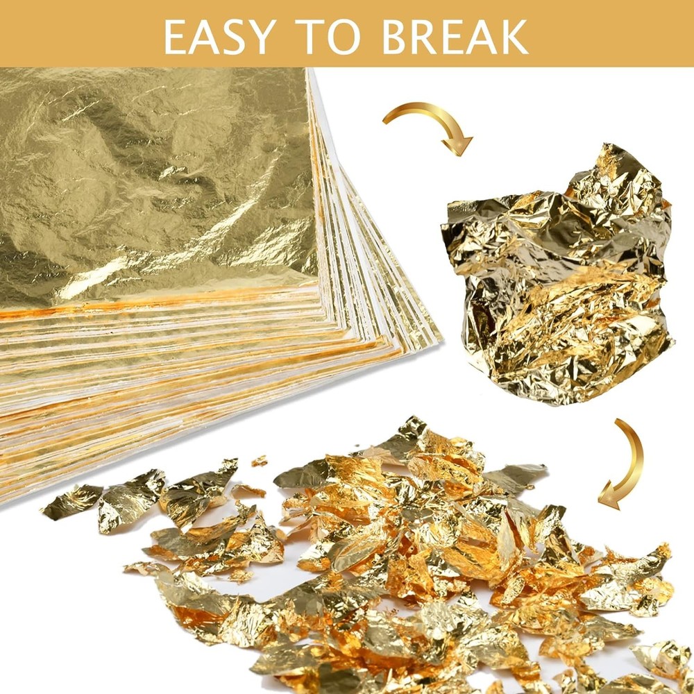 200Pcs Gold Leaf Sheets Foil for Gilding Crafting, Art & DIY...