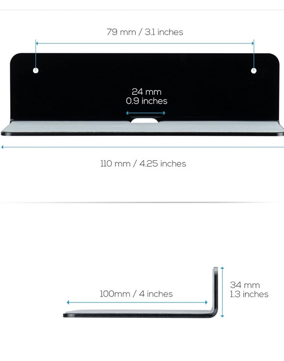 1 Pack 4” Small Floating Shelf Bluetooth Speaker Stand, 4" Black Shelf ONLY