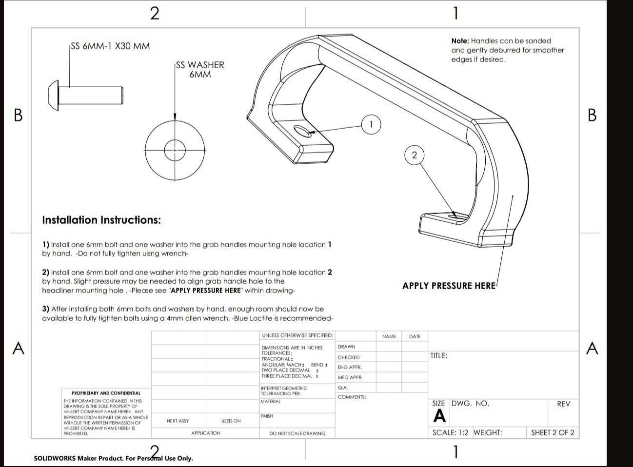 Cfmoto Highland U10 Pro 2025+ Driver Passenger Grab Handle (Black/Brown-Center)