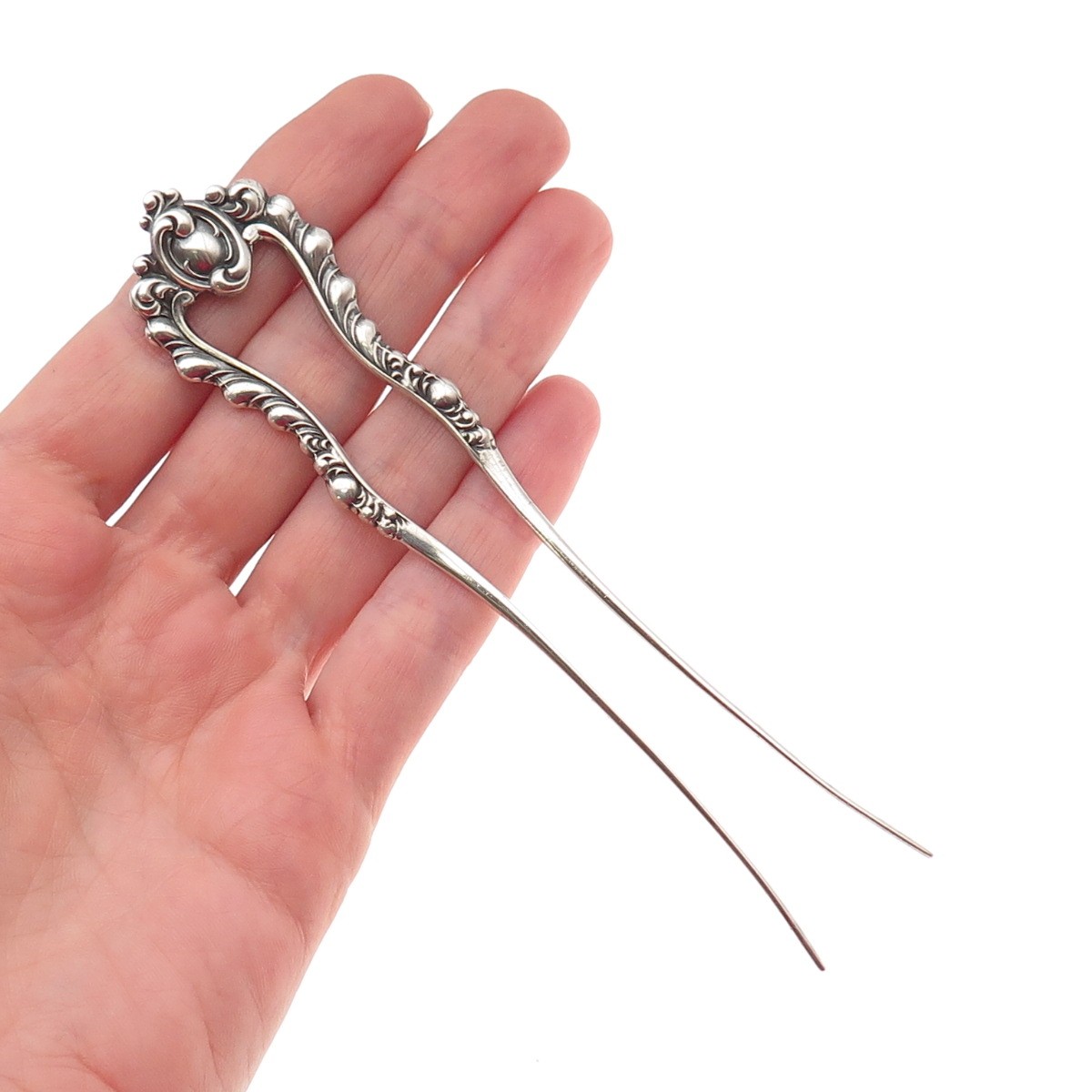 925 Sterling Silver Antique Victorian Oxidized Hair Fork