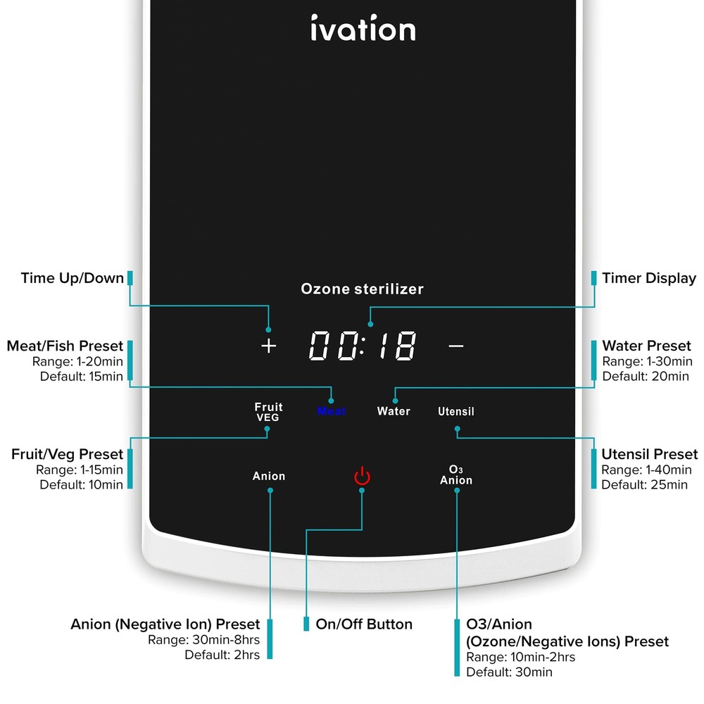 Ivation Ozone Generator, Water & Air Purifier, Sterilizer with Diffuser Stones