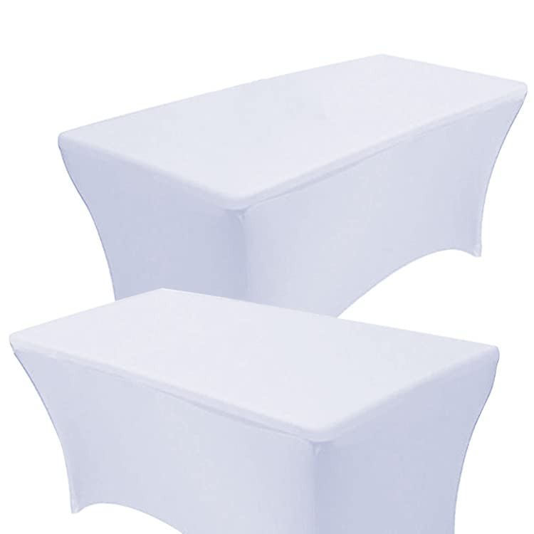 2 Pack Stretch Spandex Table Covers for Rectangular 72" x 30" (2PC) White