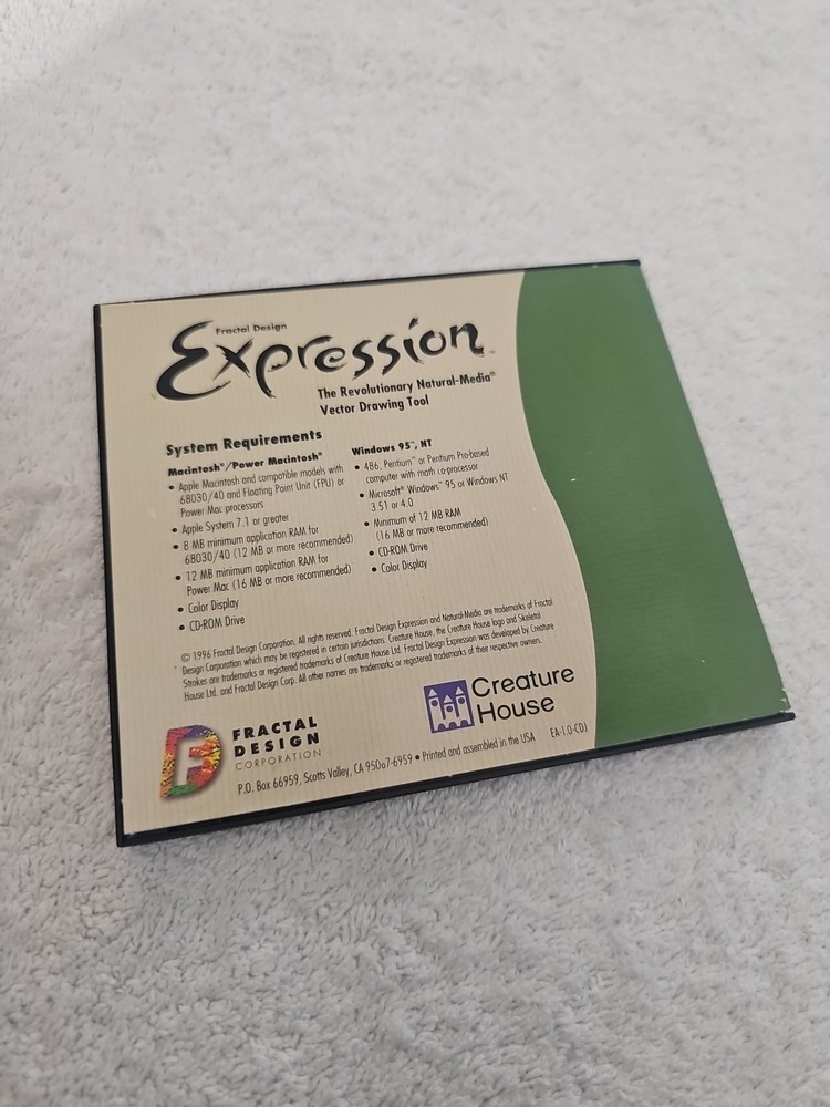 Fractal Design Expression Natural-Media Vector Drawing Tool Macintosh Rare Disc