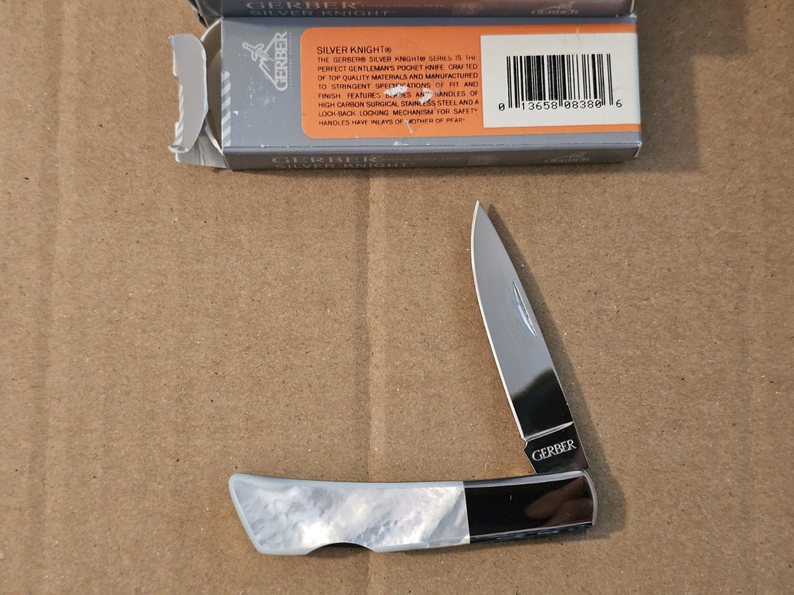 Gerber Silver Knight 8380 Pearl Lockback Blade Folding Knife Japan Early 2000s