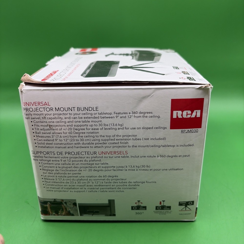 RCA Projector Mount Bundle Universal support Pour projector Ceiling Table Mount