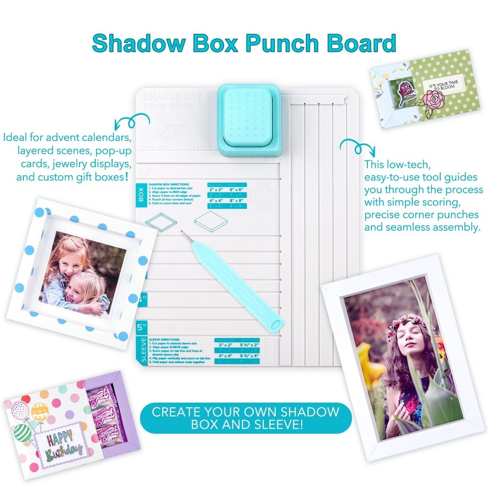 Shadow Box Punch Board for DIY Making 2"，3", 4", 5" Shadow Boxes and Slee