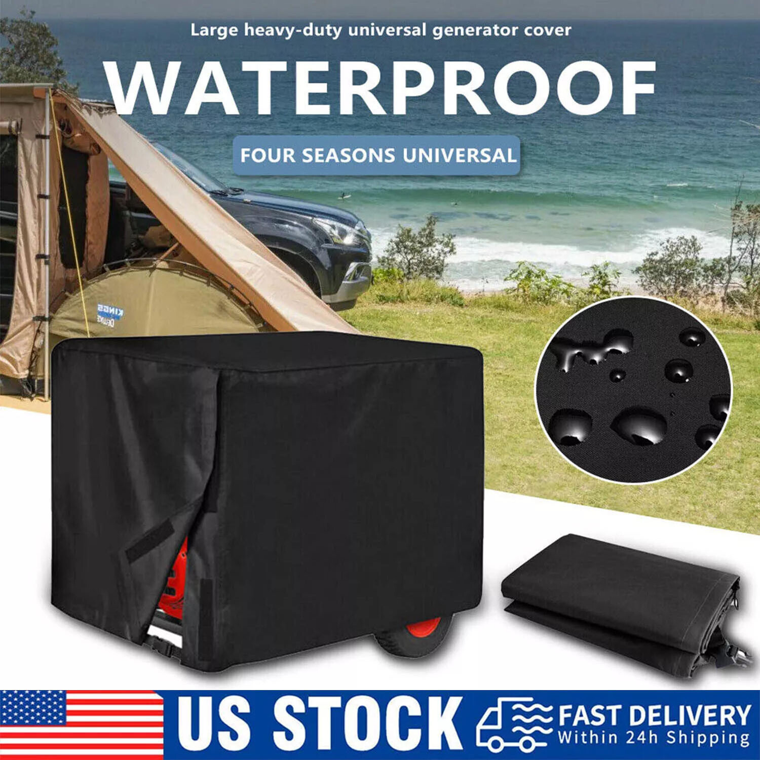 Universal Generator Cover 600D Waterproof For 3000-5000watt (32" X 24" X 24")