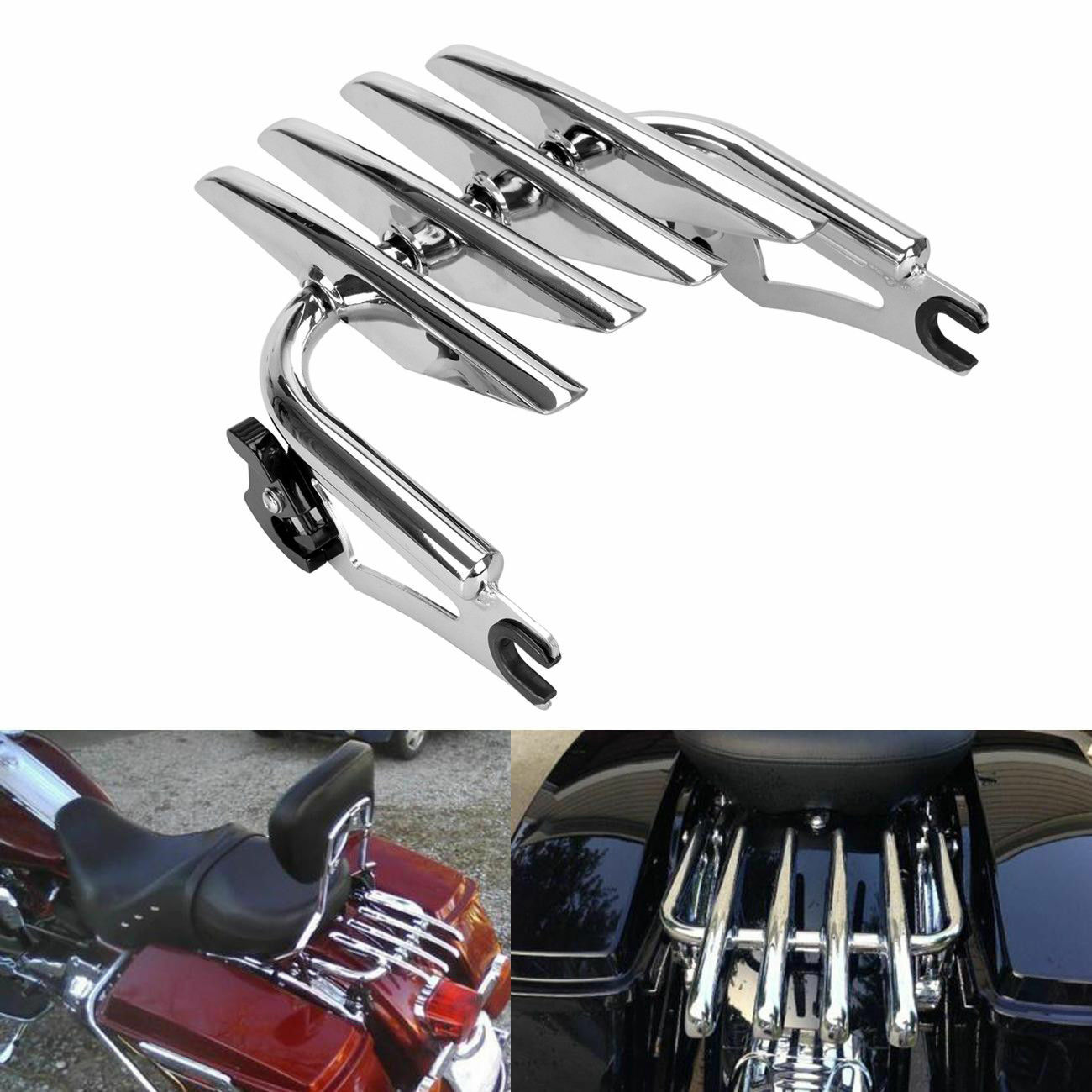 Chrome Stealth Luggage Rack For Harley Touring Street Glide Road King 2009-2023