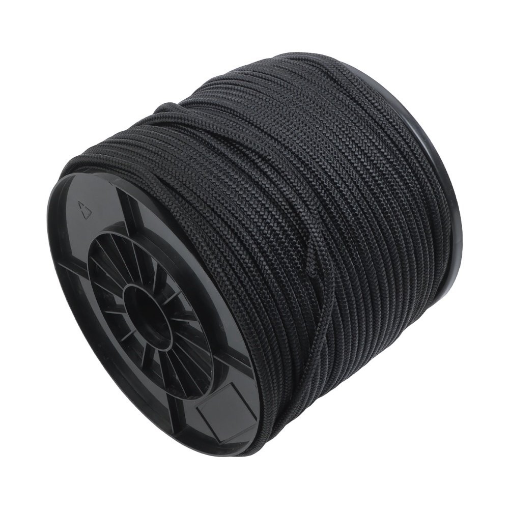 1/4" × 500' Black Nylon Rope Sturdy Spool Solid Braid Knot Rope Multipurpose